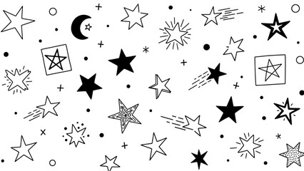 Vintage Black and White Star Pattern for Creative Design Projects