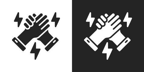 Arm wrestling Icon In Black And White Glyph Style