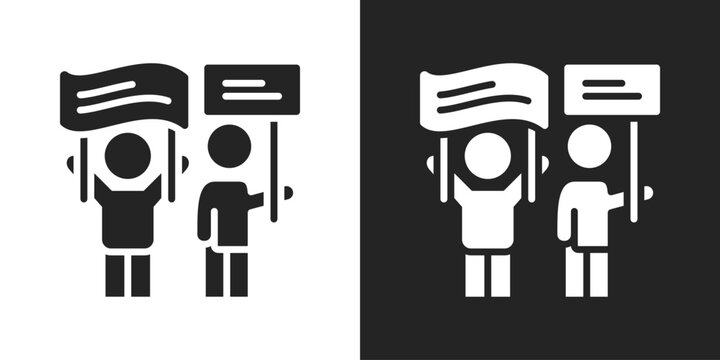 protest Icon In Black And White Glyph Style