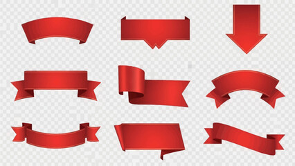 Variety of Red Ribbon Banners for Design and Decor Projects