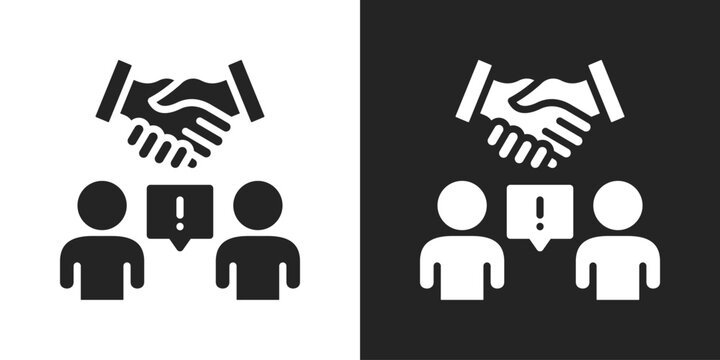 conflict Resolution Icon In Black And White Glyph Style