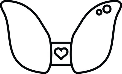 Lungs black white outline with heart connecting organs illustrating health