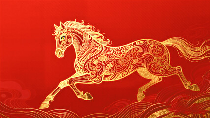 Golden Horse Illustration