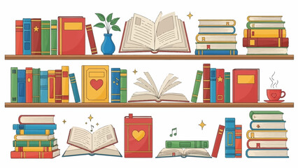 Colorful Bookshelf Filled with Books Plants and Decorative Items for a Cozy Reading Space