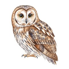 Fototapeta premium Detailed Hand-Drawn Illustration of a Realistic Owl with Brown and Cream Feathers