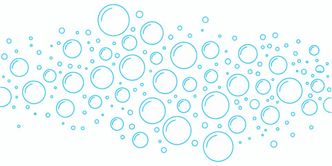 Light blue outline bubbles of varying sizes scattered a white background editable abstract
