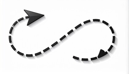 Black dotted infinity arrow loop on white background, endless cycle symbol, continuous process concept