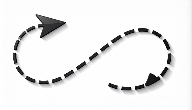 Black dotted infinity arrow loop on white background, endless cycle symbol, continuous process concept
