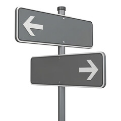 Directional Road Sign with Left and Right Arrows Isolated on White Background