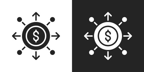 Obraz premium Financial Flow Icon In Black And White Glyph Style