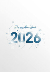 Happy new year 2026 blue numbers on light background with snowflakes
