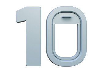 Number one airplane window on a isolated background. Air travel concept. Promotion up to 10 off flight booking. For design tourism advertising media. 