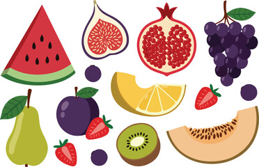 set of fruits and berries