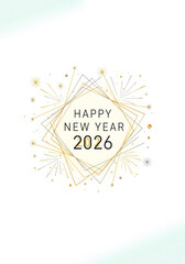 Happy new year 2026 with golden and silver fireworks celebration