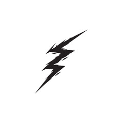Black and white vector jagged crack scratch lightning shape isolated on white background