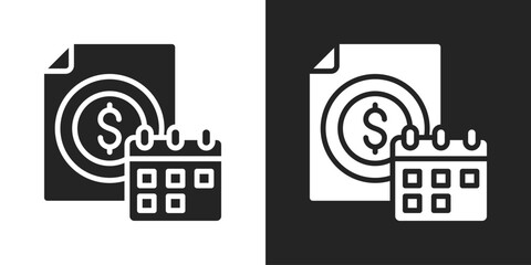 Financial Planning Icon In Black And White Glyph Style