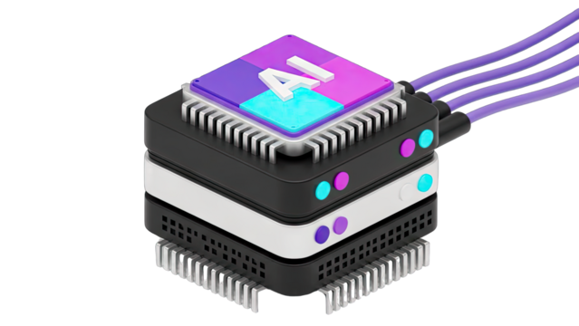 AI Processor Stack Connected - Technology Concept - Powered by Adobe