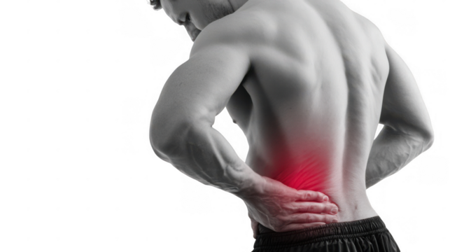 3d medical illustration highlighting painful upper back area in red, depicting muscle spasm, ideal for healthcare presentations with a transparent background for easy integration - Powered by Adobe