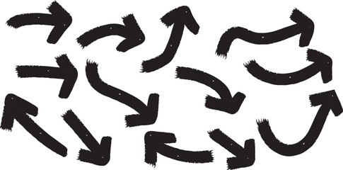 Fototapeta premium A collection of black arrows pointing in various directions on a white background