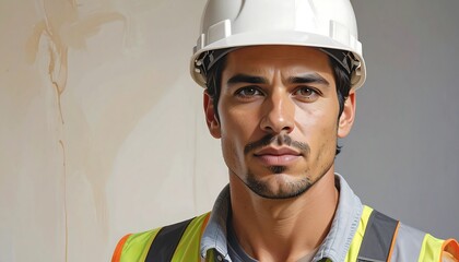 Serious Construction Worker Focused on Task.