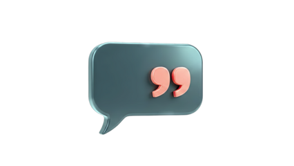 3D Quote Bubble Floating on White Background
