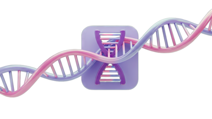 3D DNA Strand with Icon: Science and Genetics Concept