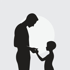  silhouette of a father holding his child&rsquo;s hand with love and care