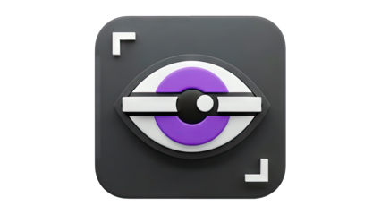 3D Eye Icon on Dark Background