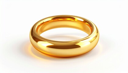 Shiny golden wedding ring on a clean white background, symbolizing love, commitment, and luxury. Perfect for engagements, anniversaries, and jewelry concepts.