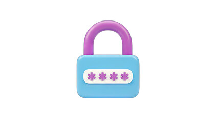 3D Padlock with Password Protection on White Background