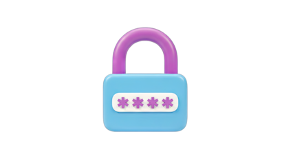 3D Padlock with Password Protection on White Background