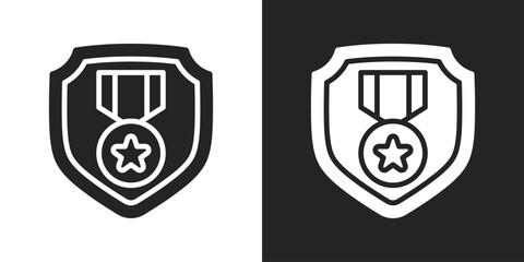 Security Badge Icon In Black And White Glyph Style