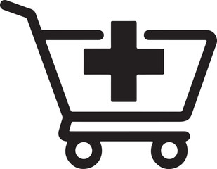 Fototapeta premium Add to cart icon with plus symbol representing online shopping and e-commerce