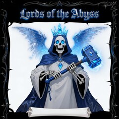 Frostbone Lich Lord: Abyssal Ruler with Icy Wings and Crystal Scepter