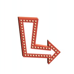 Retro neon light arrow billboard illustration isolated. vintage marquee and illuminated signage