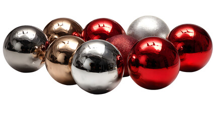Festive Metallic Ornaments, isolated on transparent background