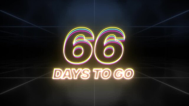 66 days to go text animation retro background