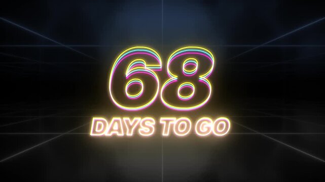 68 days to go text animation retro background