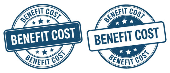 Fototapeta premium Benefit Cost Stamp Vector with Round Grunge Label Style for Financial Analysis, Business Evaluation, Pricing Strategy and Economic Comparison Graphic Design