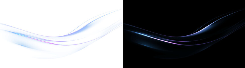 Purple Pink Neon Light Ribbon with Smooth Glow Isolated PNG