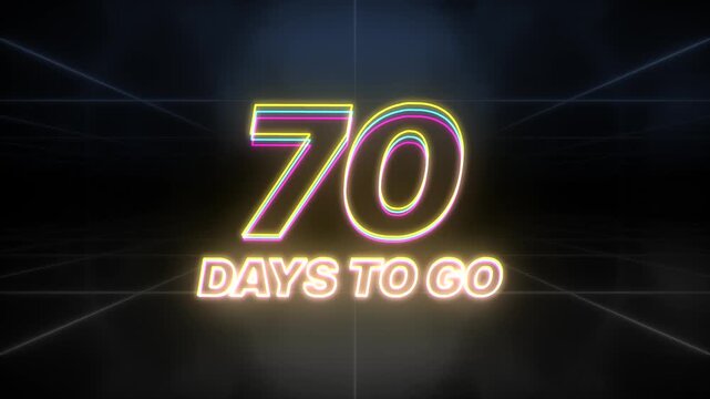 70 days to go text animation retro background