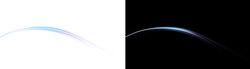 Blue Neon Light Wave with Soft Glow Isolated PNG