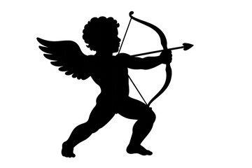 Cupid angel cherub silhouette aiming bow arrow