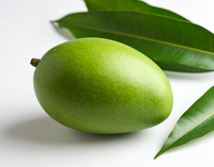 green mango on white background