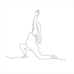 continuous line of beautiful pregnant woman in yoga