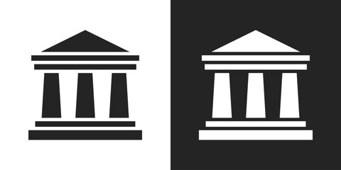 Banking System Icon In Black And White Glyph Style