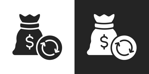 Cash Flow Icon In Black And White Glyph Style