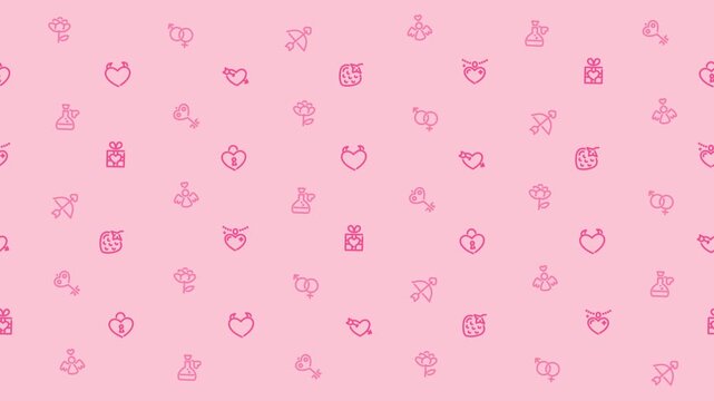 Cute valentine pattern with pink hearts and flowers