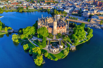  Schwerin Castle and the view of the marina in Schwerin's Turkey