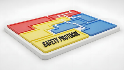 A colorful puzzle illustrating safety protocols, visually representing the interconnectedness of workplace safety measures. The puzzle pieces, in vibrant colors.